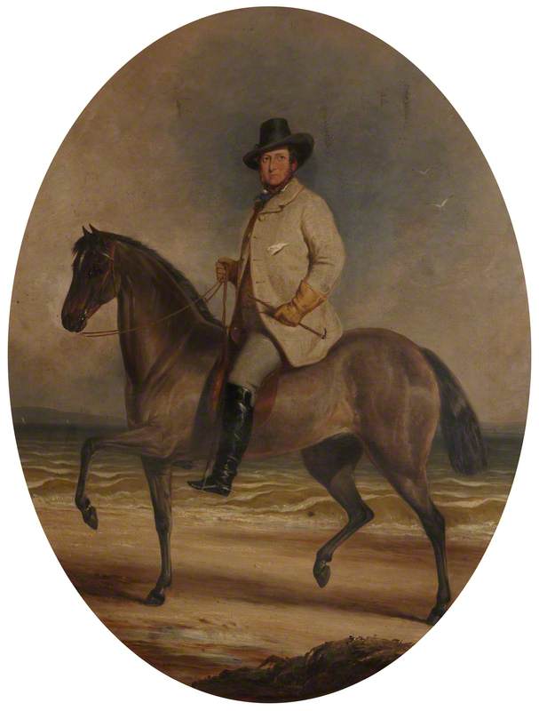 Wikioo.org - The Encyclopedia of Fine Arts - Painting, Artwork by Charles Grey - Frederick William Robert Stewart (1805–1872), 4th Marquess of Londonderry, KP, PC, on a Horse by the Sea