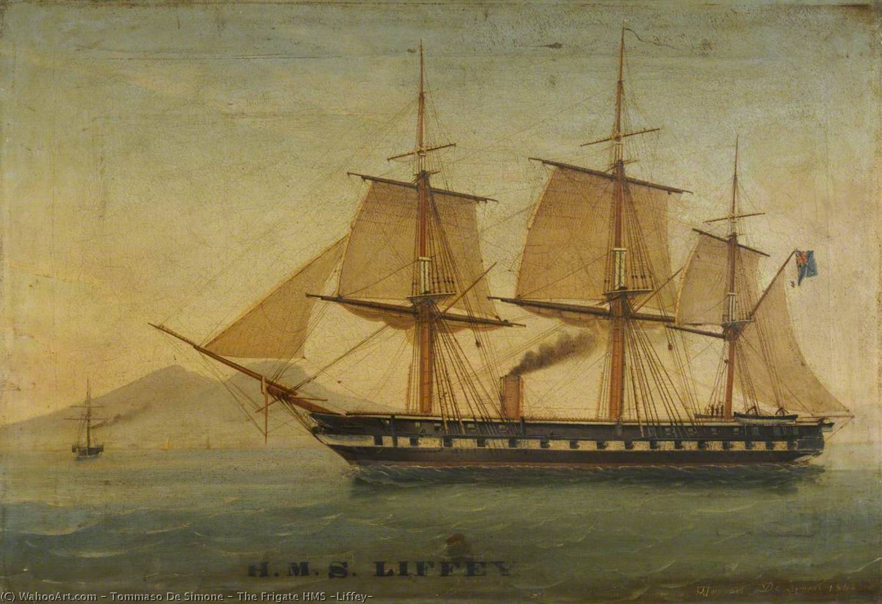 Wikioo.org - The Encyclopedia of Fine Arts - Painting, Artwork by Tommaso De Simone - The Frigate HMS 'Liffey'