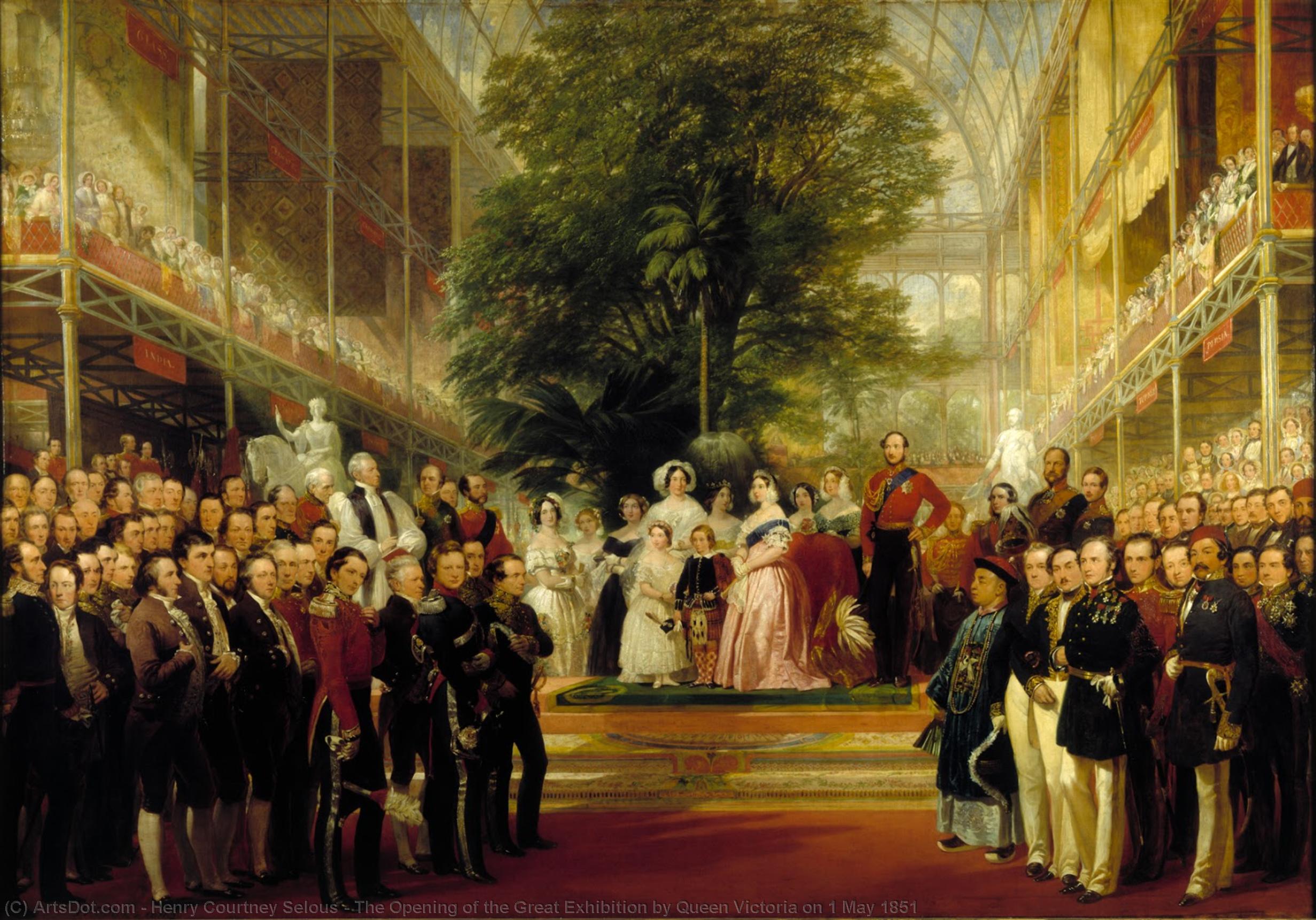 Wikioo.org - The Encyclopedia of Fine Arts - Painting, Artwork by Henry Courtney Selous - The Opening of the Great Exhibition by Queen Victoria on 1 May 1851