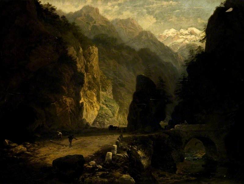 Wikioo.org - The Encyclopedia of Fine Arts - Painting, Artwork by Henry Courtney Selous - The Pass of the Simeron, Switzerland