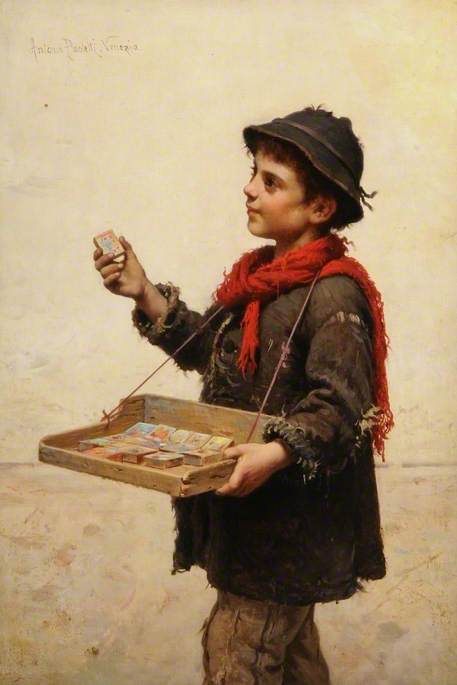 Wikioo.org - The Encyclopedia of Fine Arts - Painting, Artwork by Antonio Paoletti - The Match Seller
