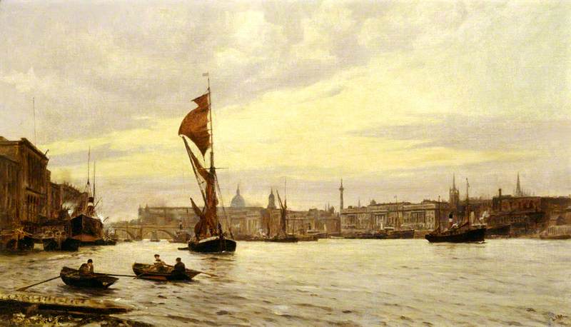 Wikioo.org - The Encyclopedia of Fine Arts - Painting, Artwork by Frederic Almore Winkfield - Evening in the Pool, River Thames, London