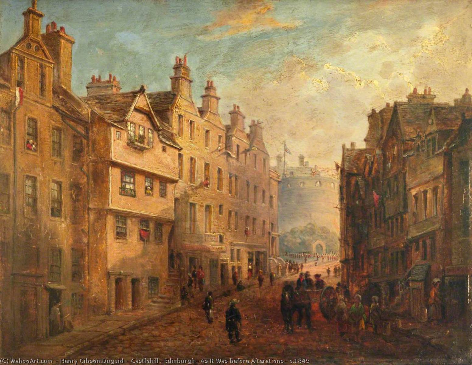Wikioo.org - The Encyclopedia of Fine Arts - Painting, Artwork by Henry Gibson Duguid - Castlehill, Edinburgh, As It Was before Alterations, c.1849