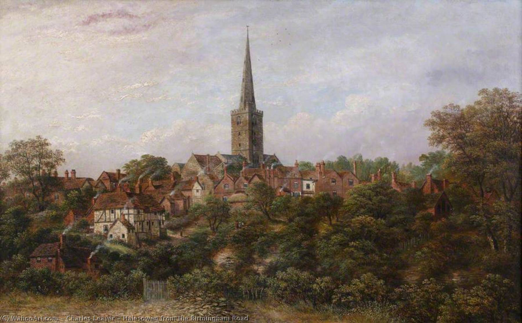 Wikioo.org - The Encyclopedia of Fine Arts - Painting, Artwork by Charles Leaver - Halesowen from the Birmingham Road