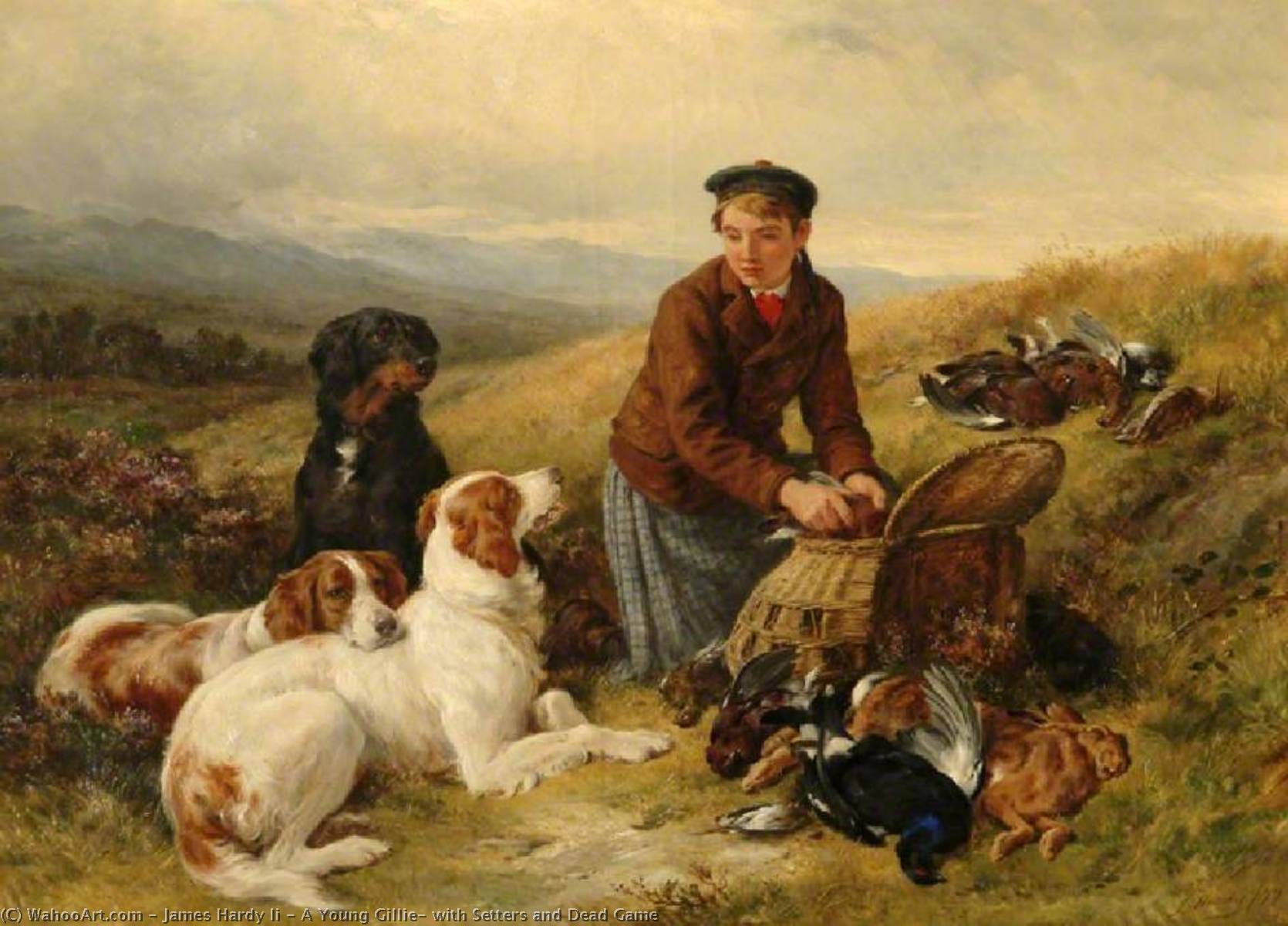 WikiOO.org - Encyclopedia of Fine Arts - Maleri, Artwork James Hardy Ii - A Young Gillie, with Setters and Dead Game