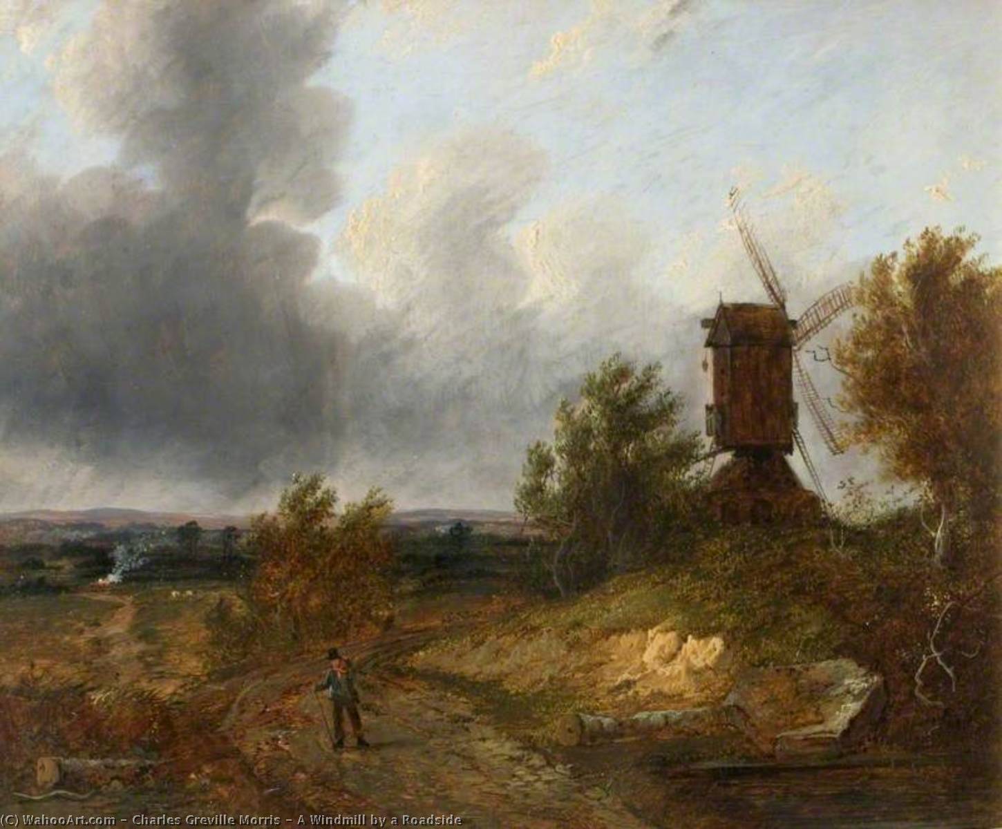 Wikioo.org - The Encyclopedia of Fine Arts - Painting, Artwork by Charles Greville Morris - A Windmill by a Roadside