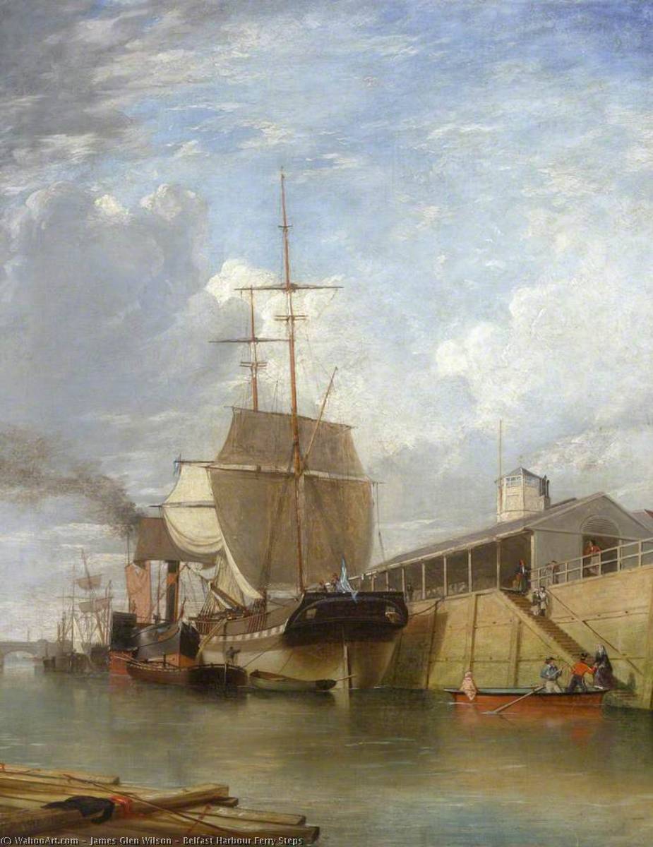 Wikioo.org - The Encyclopedia of Fine Arts - Painting, Artwork by James Glen Wilson - Belfast Harbour Ferry Steps