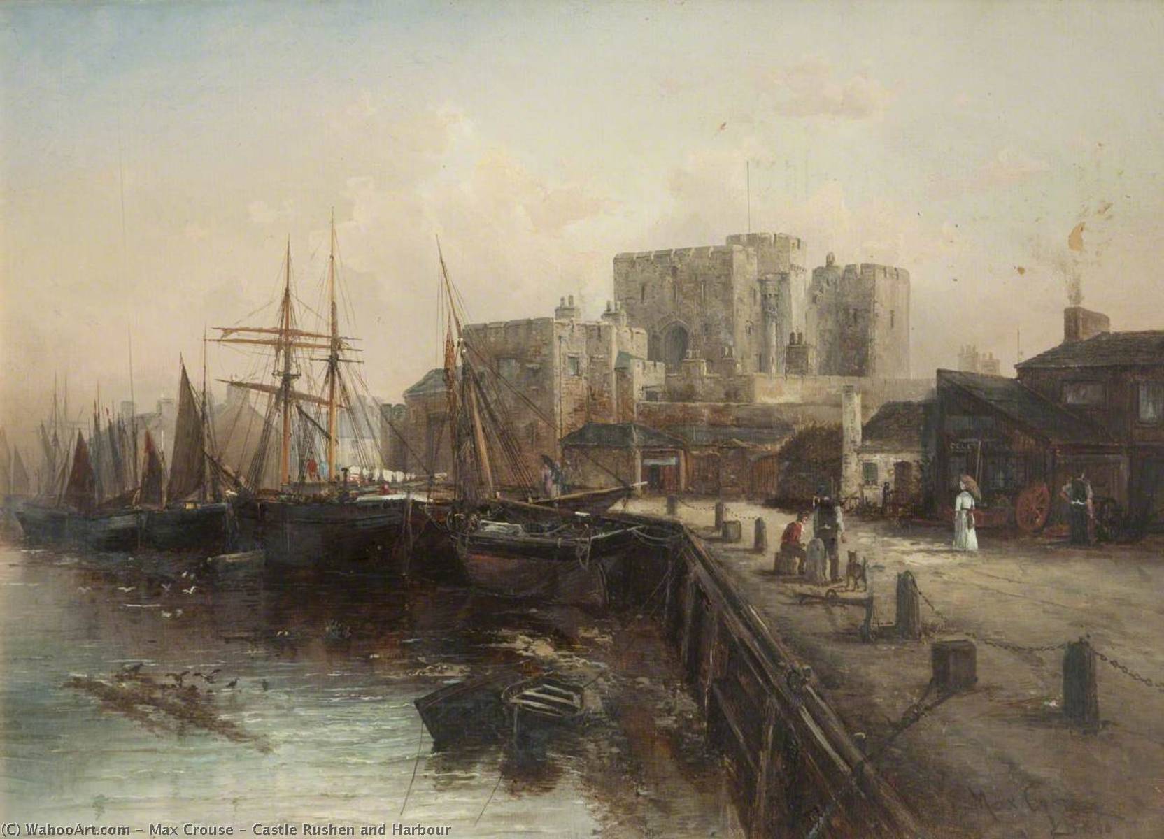 Wikioo.org - The Encyclopedia of Fine Arts - Painting, Artwork by Max Crouse - Castle Rushen and Harbour