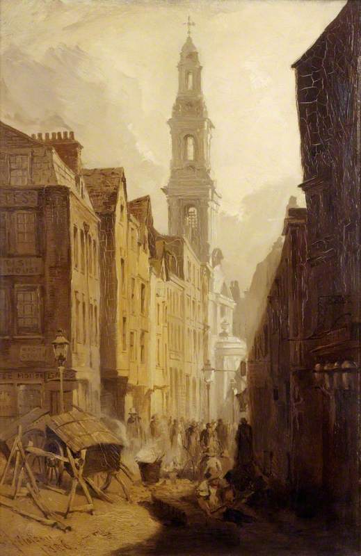 Wikioo.org - The Encyclopedia of Fine Arts - Painting, Artwork by Charles John Watson - Drury Court with the Church of St Mary le Strand, London