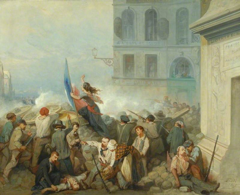 WikiOO.org - Enciclopédia das Belas Artes - Pintura, Arte por Nicolas Edward Gabé - The Barricade at Porte St Denis, Paris 1848