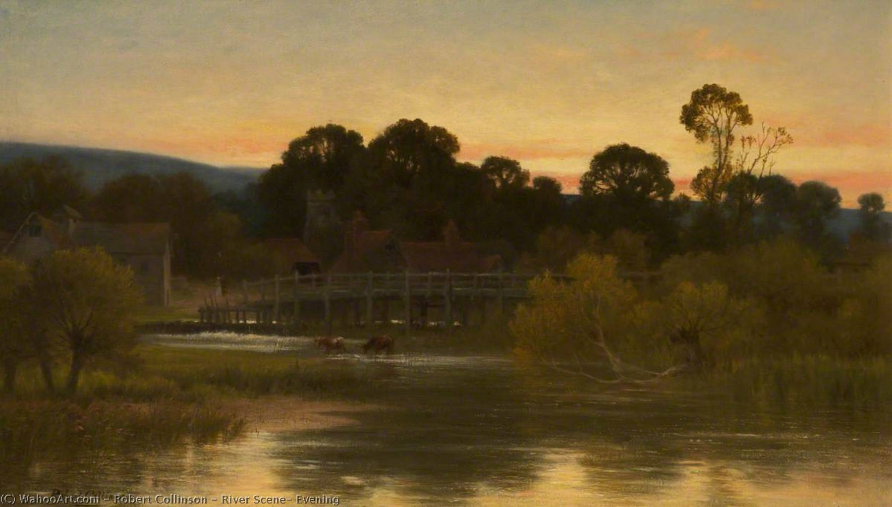 Wikioo.org - The Encyclopedia of Fine Arts - Painting, Artwork by Robert Collinson - River Scene, Evening