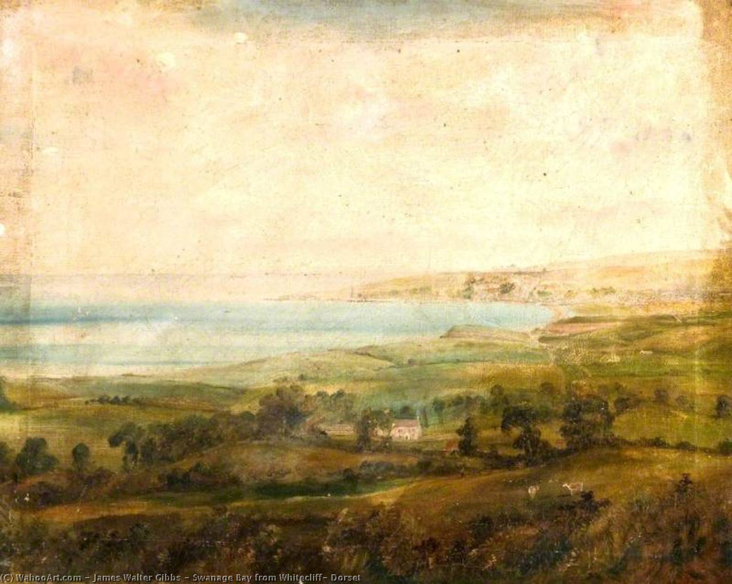 Wikioo.org - The Encyclopedia of Fine Arts - Painting, Artwork by James Walter Gibbs - Swanage Bay from Whitecliff, Dorset
