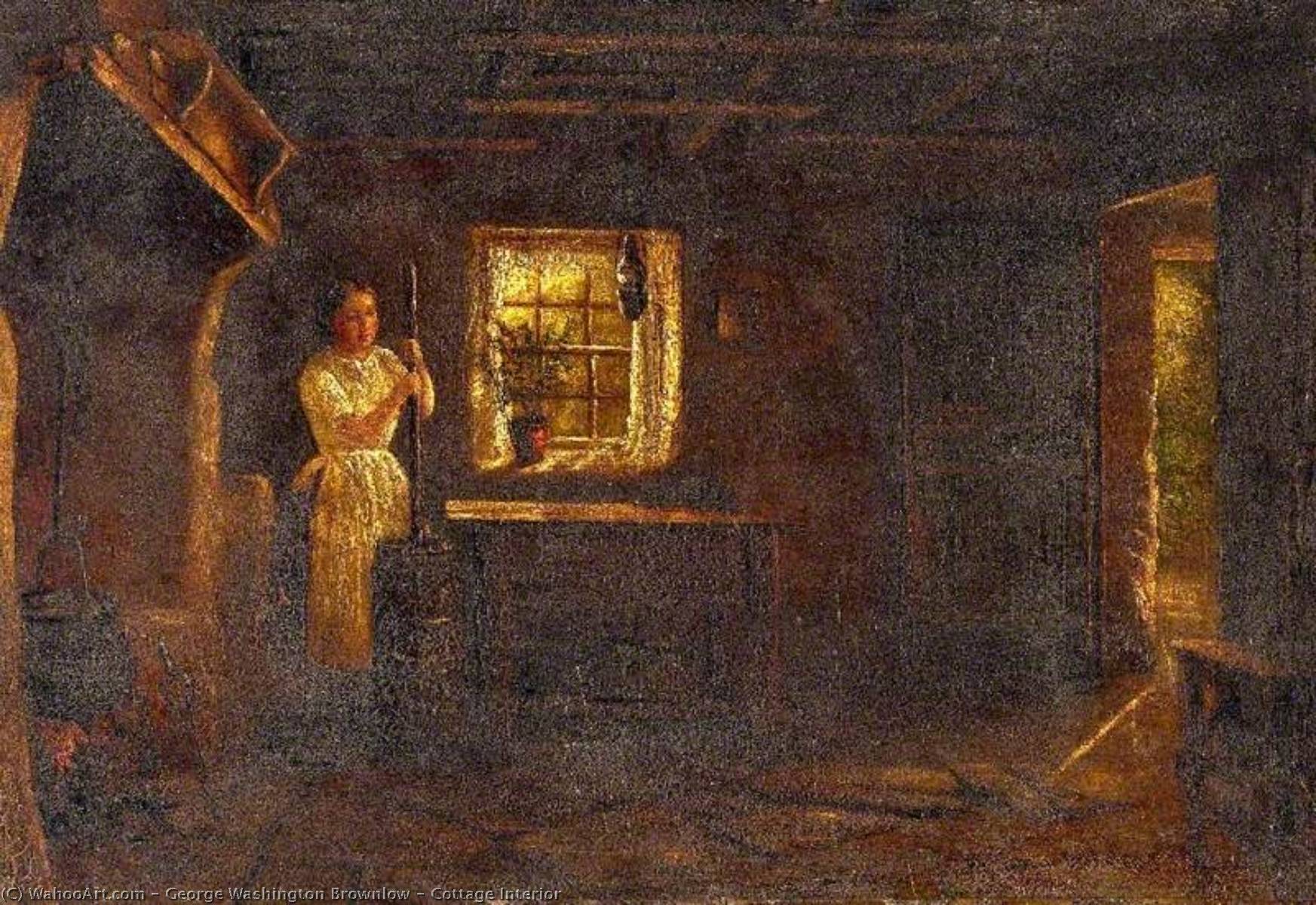 Wikioo.org - The Encyclopedia of Fine Arts - Painting, Artwork by George Washington Brownlow - Cottage Interior