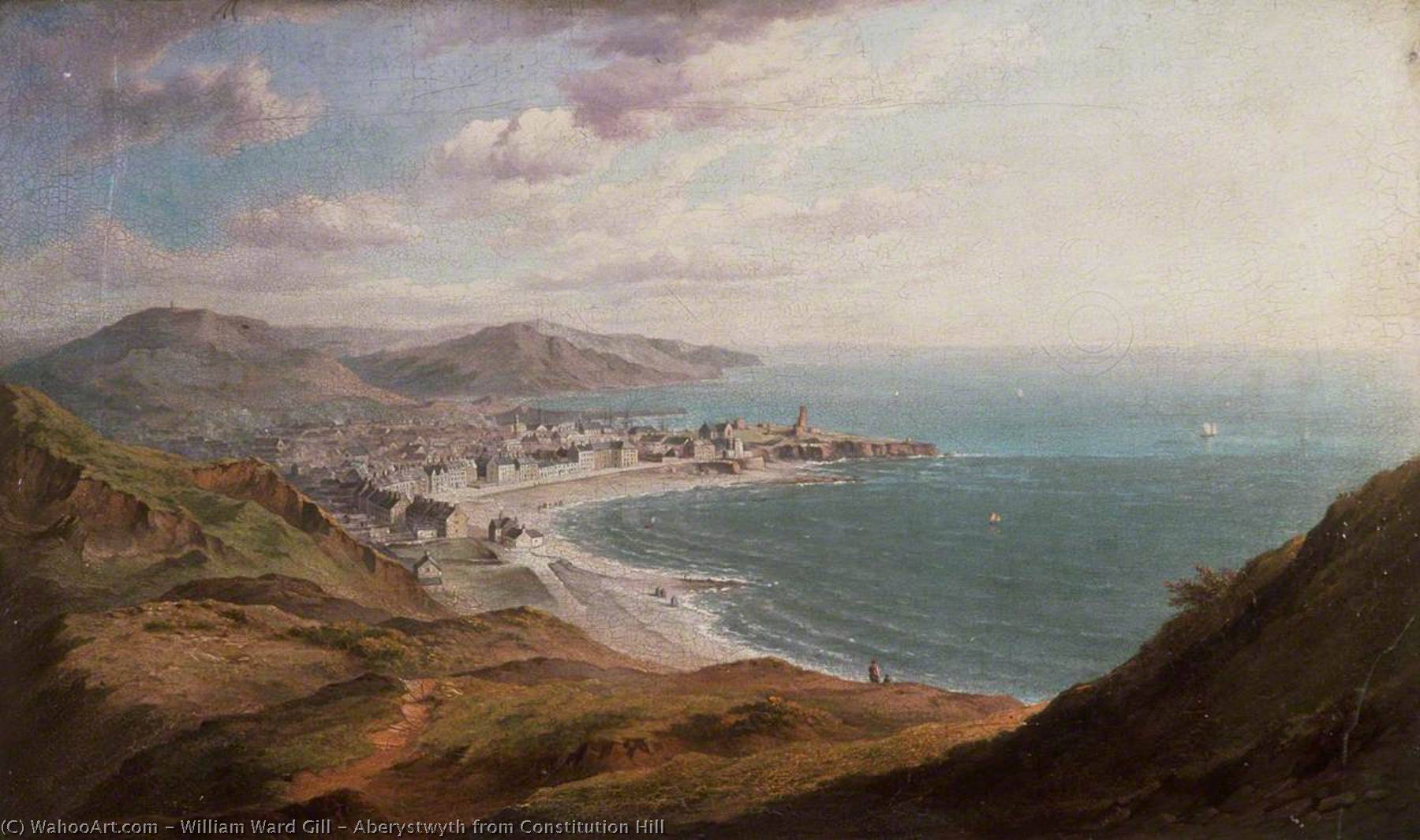 Wikioo.org - The Encyclopedia of Fine Arts - Painting, Artwork by William Ward Gill - Aberystwyth from Constitution Hill