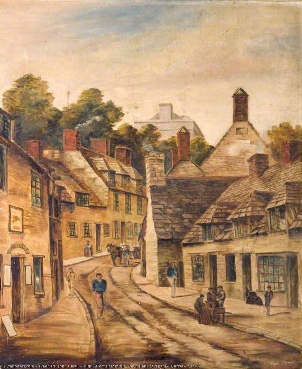 Wikioo.org - The Encyclopedia of Fine Arts - Painting, Artwork by Frederick John Cleall - High Street before the Town Hall, Swanage, Dorset, c.1870