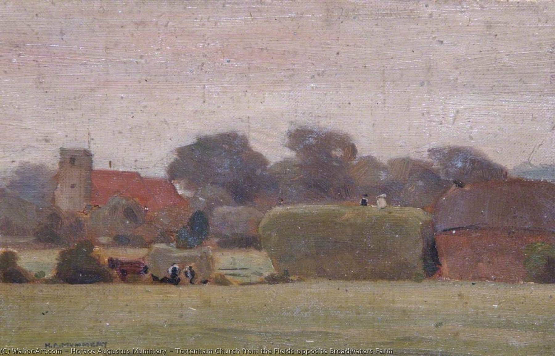 Wikioo.org - The Encyclopedia of Fine Arts - Painting, Artwork by Horace Augustus Mummery - Tottenham Church from the Fields opposite Broadwaters Farm