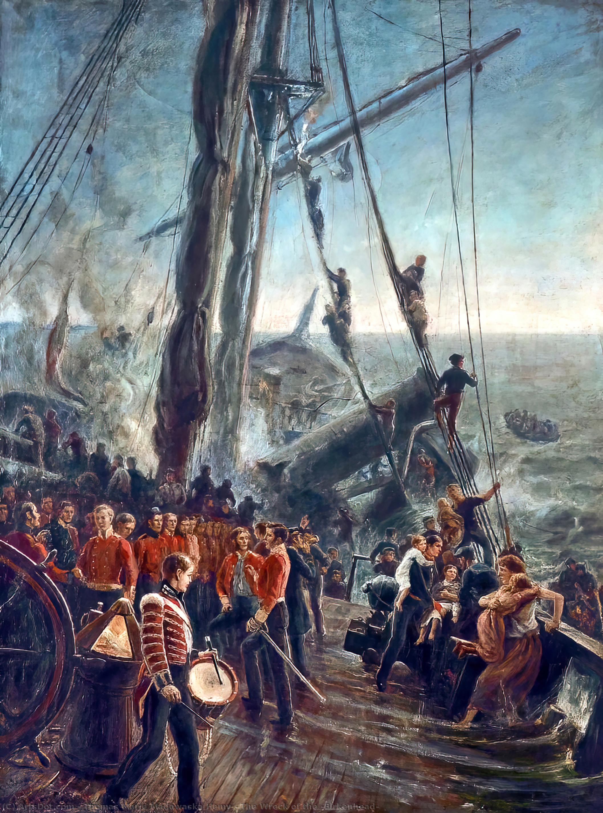 Wikioo.org - The Encyclopedia of Fine Arts - Painting, Artwork by Thomas Marie Madawaska Hemy - The Wreck of the 'Birkenhead'