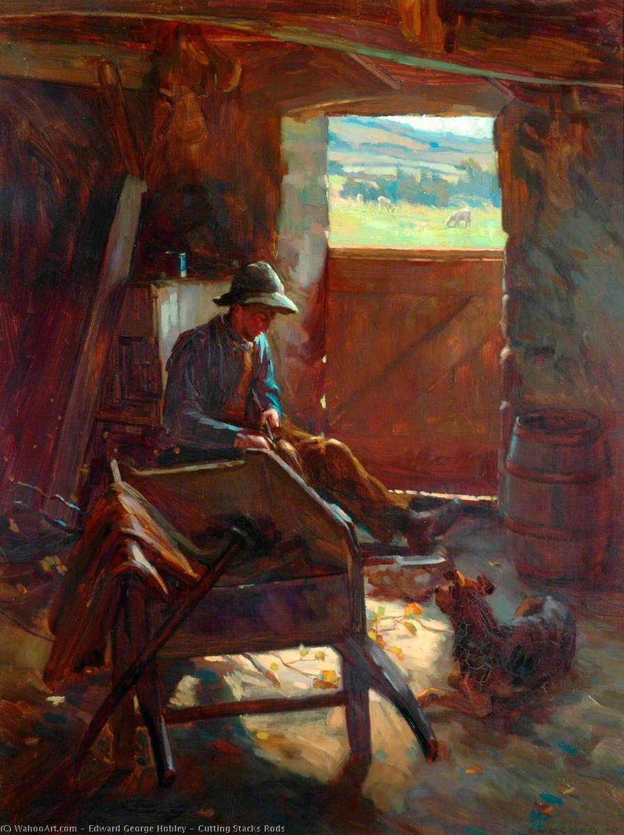 Wikioo.org - The Encyclopedia of Fine Arts - Painting, Artwork by Edward George Hobley - Cutting Stacks Rods