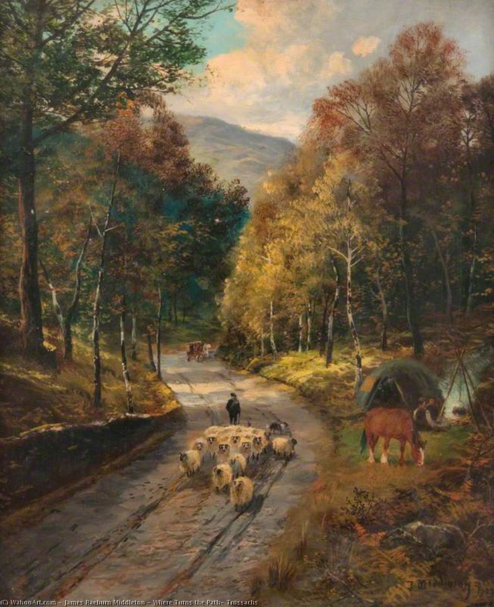 Wikioo.org - The Encyclopedia of Fine Arts - Painting, Artwork by James Raeburn Middleton - Where Turns the Path, Trossachs