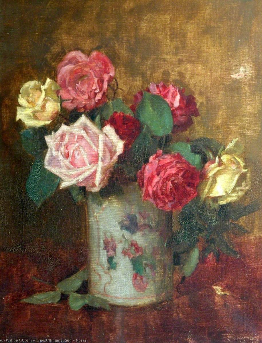 Wikioo.org - The Encyclopedia of Fine Arts - Painting, Artwork by Ernest Higgins Rigg - Roses