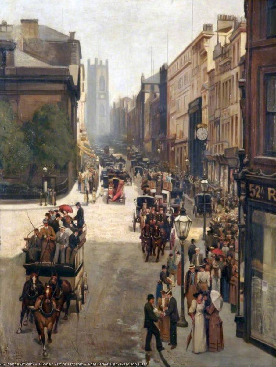 Wikioo.org - The Encyclopedia of Fine Arts - Painting, Artwork by Charles Trevor Prescott - Bold Street from Waterloo Place