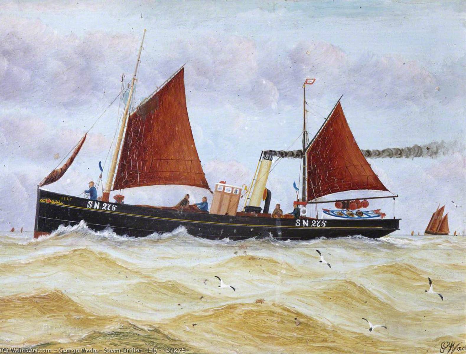 Wikioo.org - The Encyclopedia of Fine Arts - Painting, Artwork by George Wade - Steam Drifter 'Lily' (SN275)