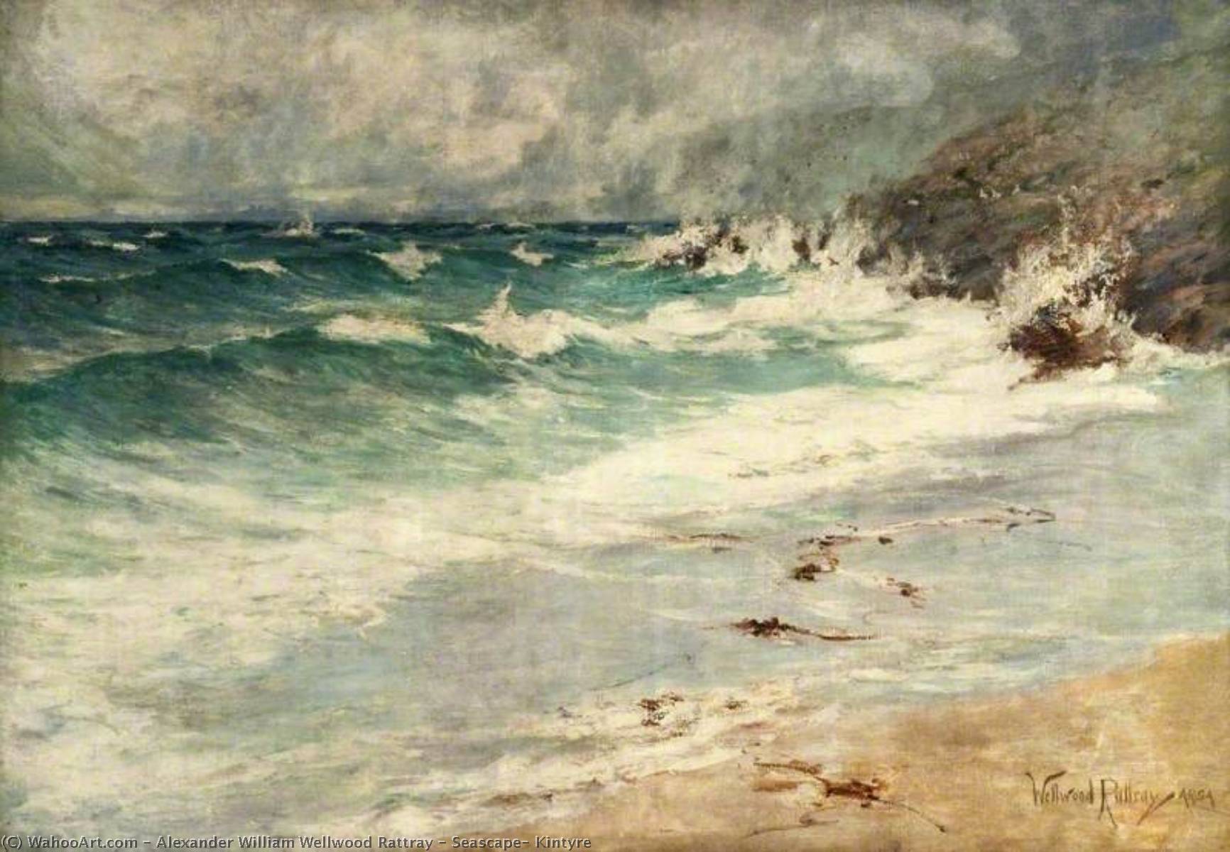 Wikioo.org - The Encyclopedia of Fine Arts - Painting, Artwork by Alexander William Wellwood Rattray - Seascape, Kintyre
