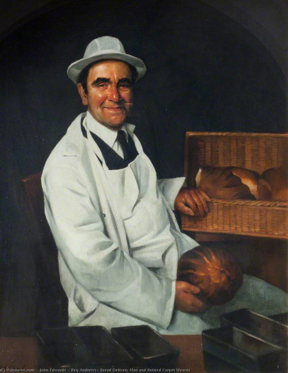 Wikioo.org - The Encyclopedia of Fine Arts - Painting, Artwork by John Edwards - Reg Andrews, Bread Delivery Man and Retired Carpet Weaver