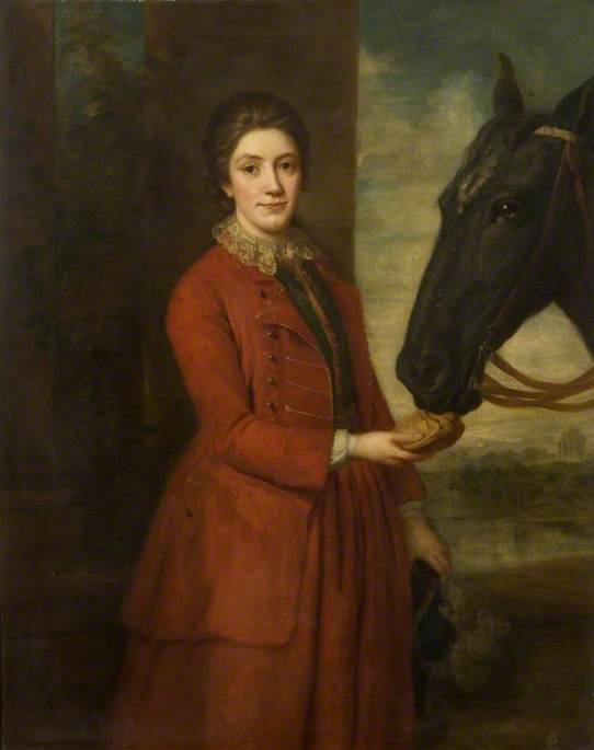 Wikioo.org - The Encyclopedia of Fine Arts - Painting, Artwork by Frances Elizabeth Grace - Anne Thursby, Daughter of William Hanbury of Kelmarsh, and Horse (copy of an earlier painting)