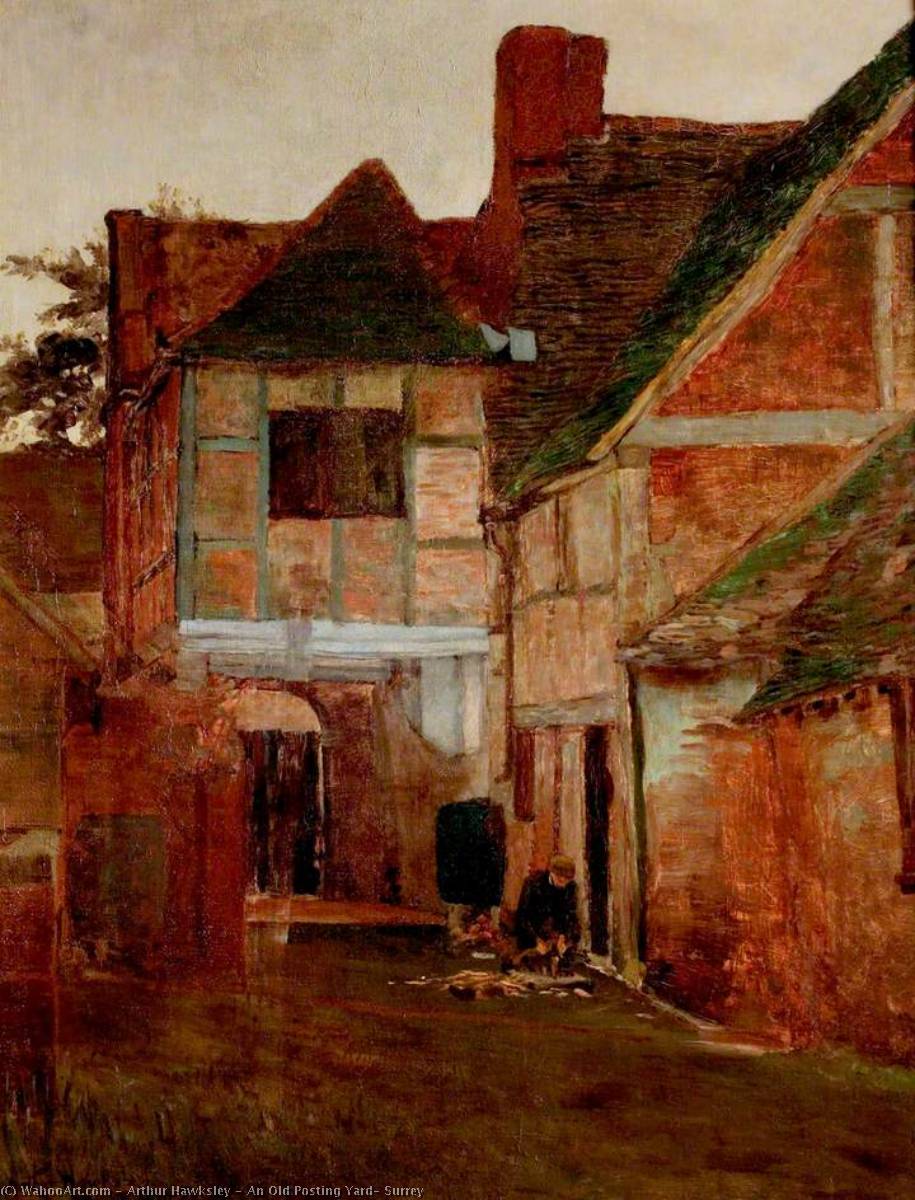 Wikioo.org - The Encyclopedia of Fine Arts - Painting, Artwork by Arthur Hawksley - An Old Posting Yard, Surrey
