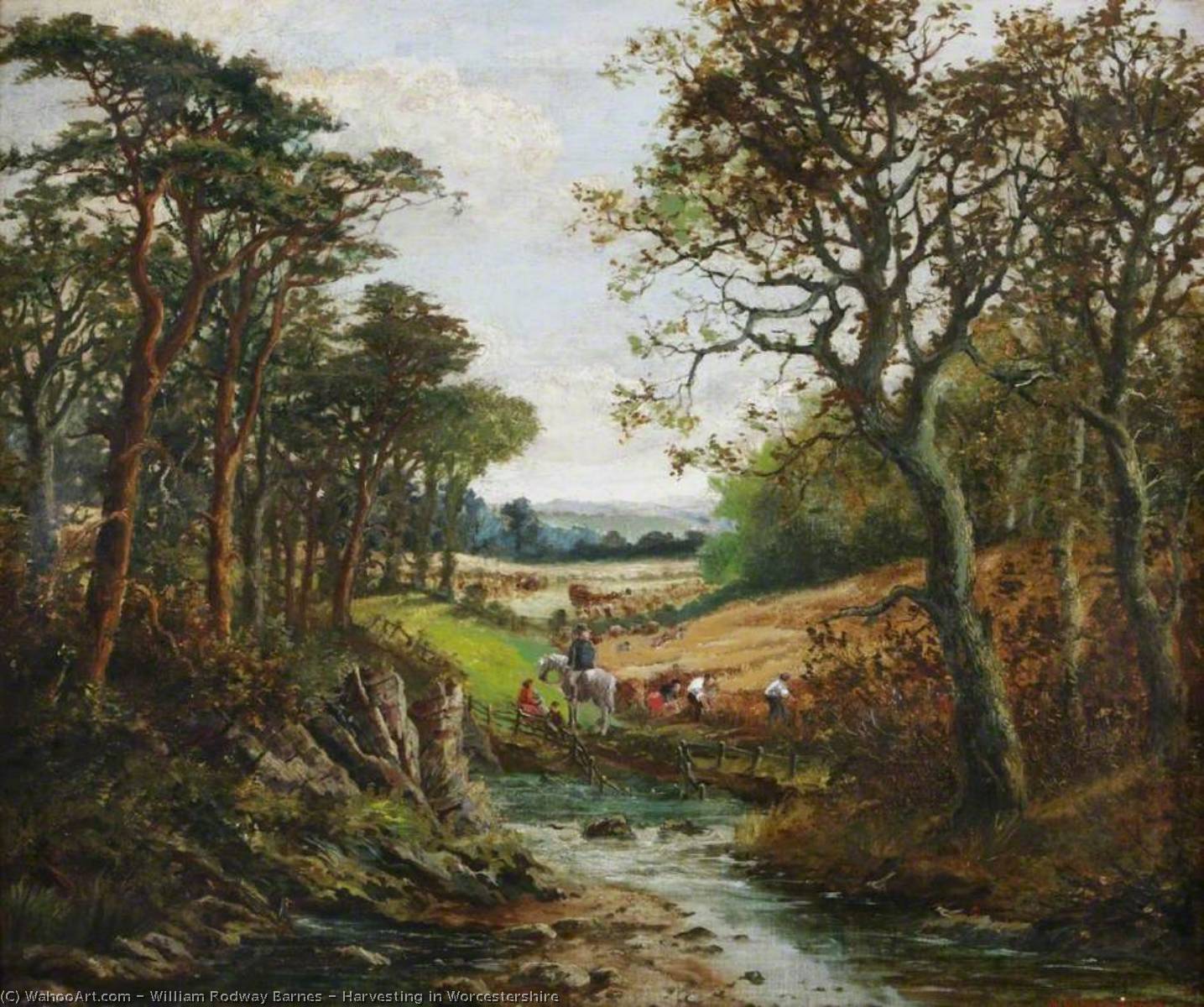 Wikioo.org - The Encyclopedia of Fine Arts - Painting, Artwork by William Rodway Barnes - Harvesting in Worcestershire