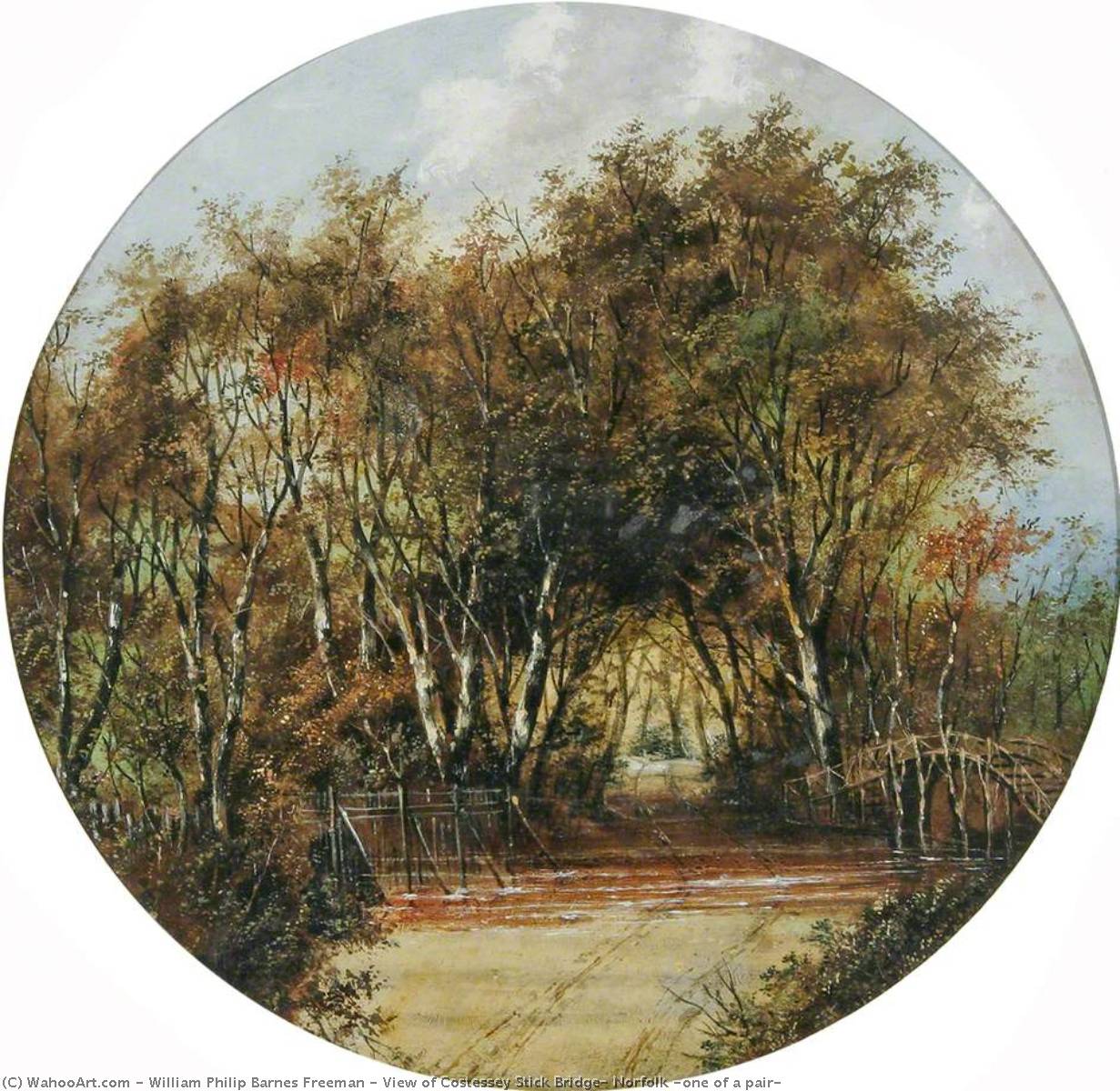 Wikioo.org - The Encyclopedia of Fine Arts - Painting, Artwork by William Philip Barnes Freeman - View of Costessey Stick Bridge, Norfolk (one of a pair)