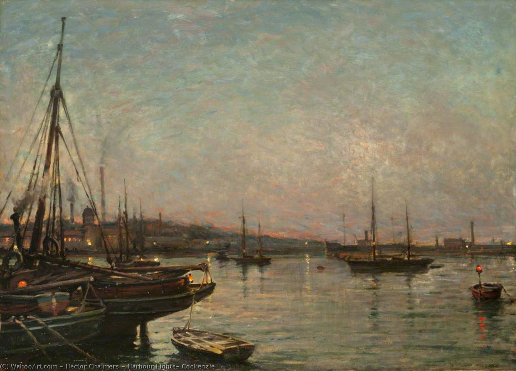Wikioo.org - The Encyclopedia of Fine Arts - Painting, Artwork by Hector Chalmers - Harbour Lights, Cockenzie