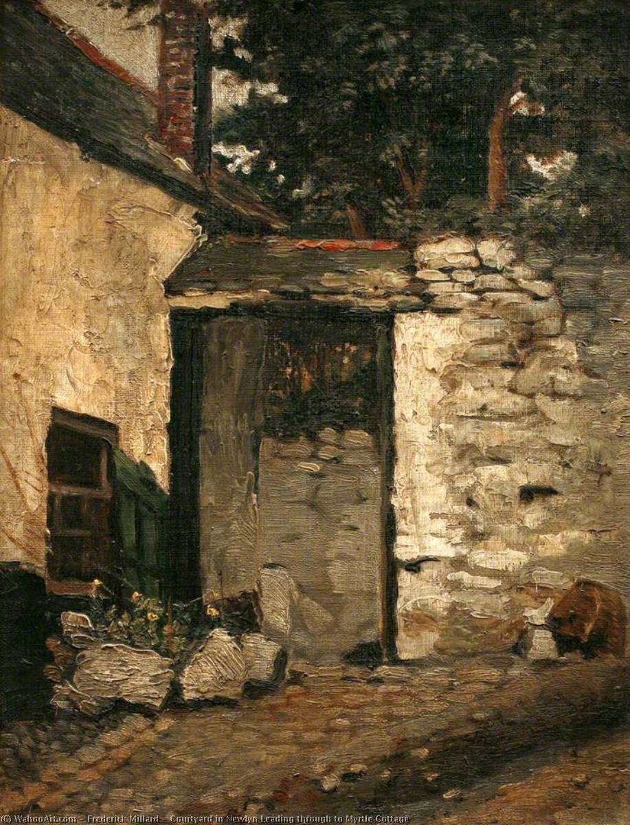 Wikioo.org - The Encyclopedia of Fine Arts - Painting, Artwork by Frederick Millard - Courtyard in Newlyn Leading through to Myrtle Cottage