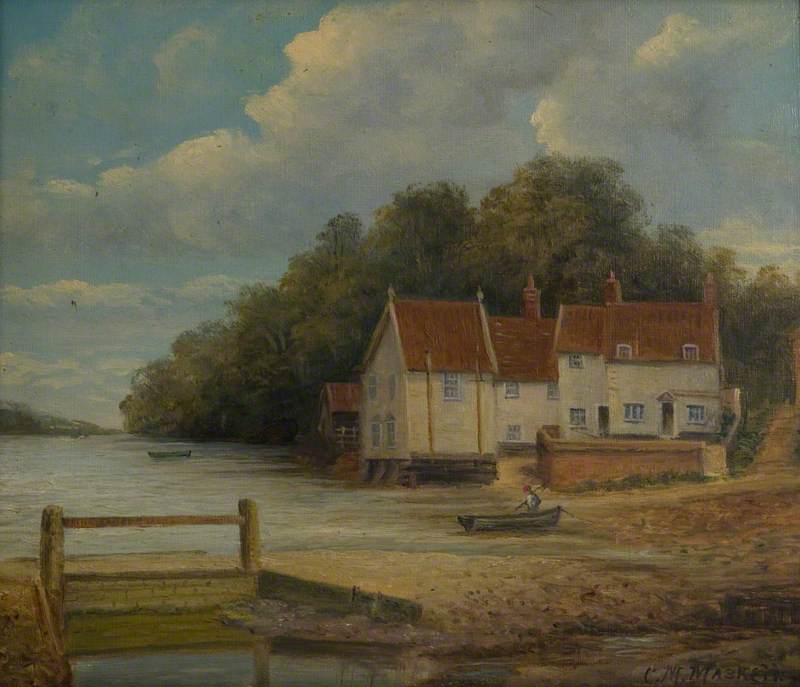 Wikioo.org - The Encyclopedia of Fine Arts - Painting, Artwork by Christopher Mark Maskell - A Waterside Inn and Ferryman