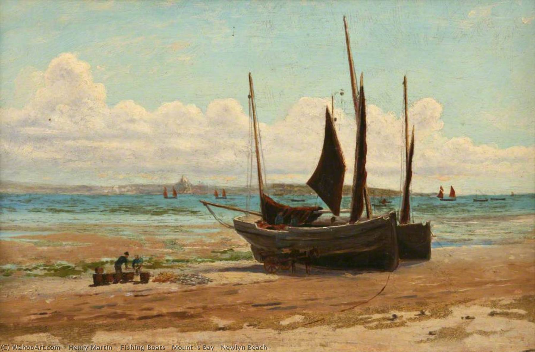 Wikioo.org - The Encyclopedia of Fine Arts - Painting, Artwork by Henry Martin - Fishing Boats, Mount's Bay (Newlyn Beach)