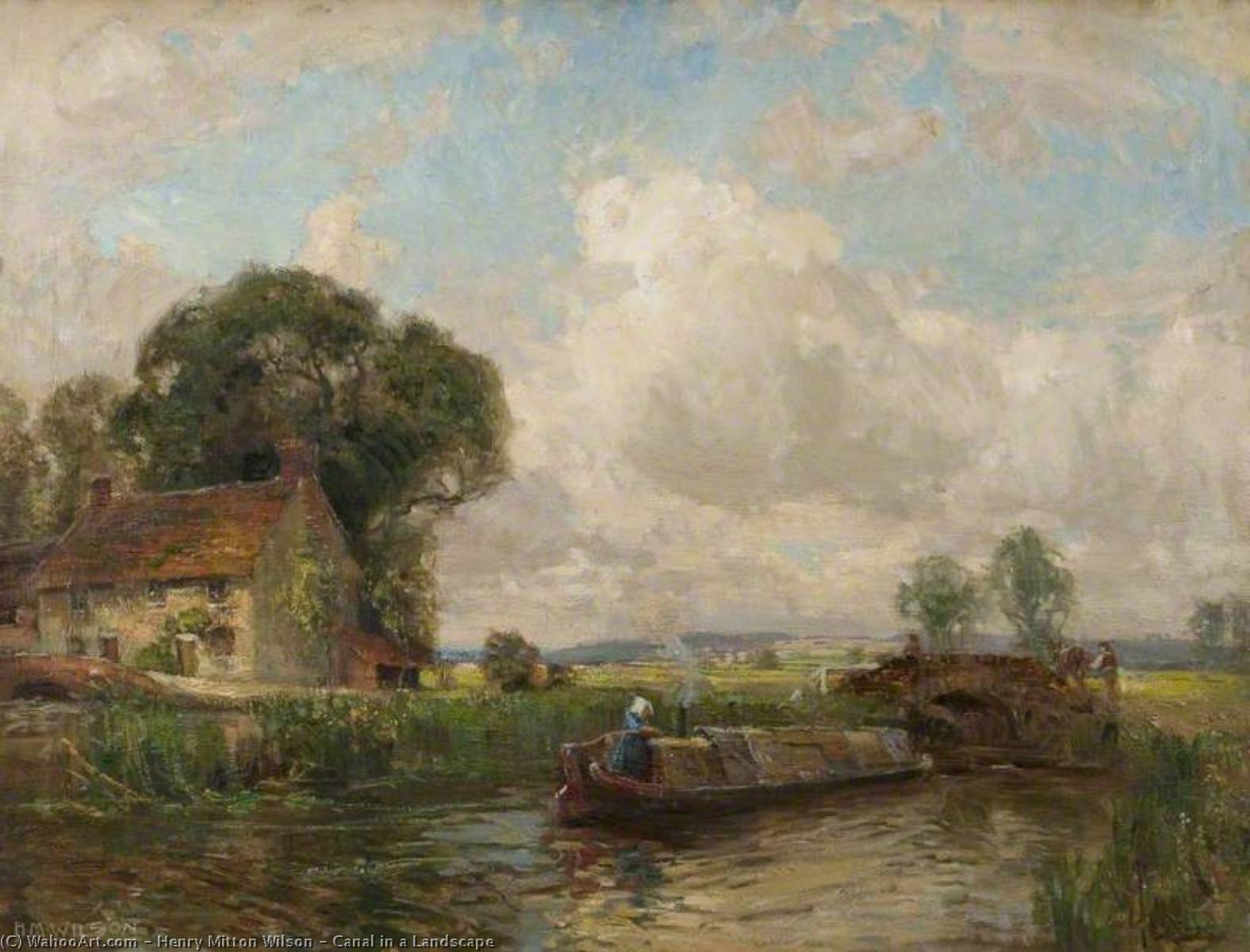 Wikioo.org - The Encyclopedia of Fine Arts - Painting, Artwork by Henry Mitton Wilson - Canal in a Landscape