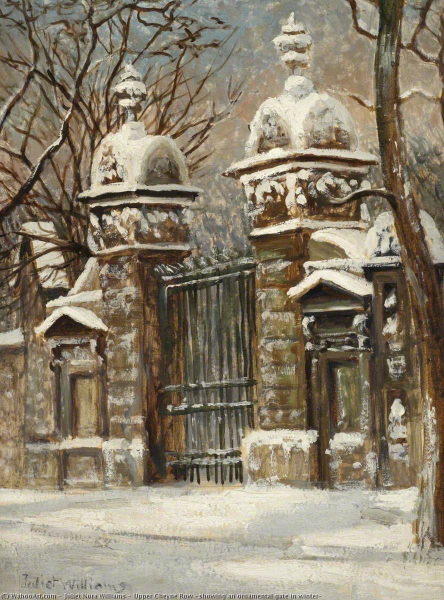 Wikioo.org - The Encyclopedia of Fine Arts - Painting, Artwork by Juliet Nora Williams - Upper Cheyne Row (showing an ornamental gate in winter)