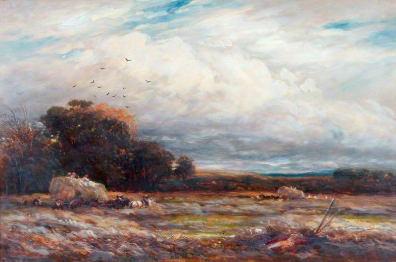 Wikioo.org - The Encyclopedia of Fine Arts - Painting, Artwork by James Orrock - A Hayfield in Surrey
