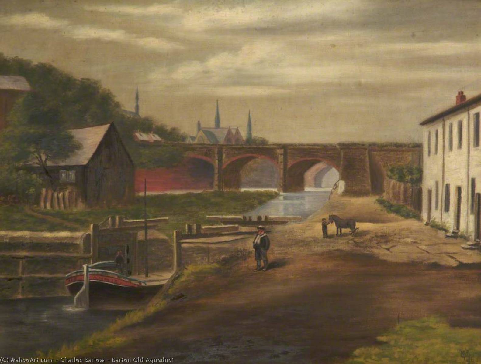 Wikioo.org - The Encyclopedia of Fine Arts - Painting, Artwork by Charles Barlow - Barton Old Aqueduct