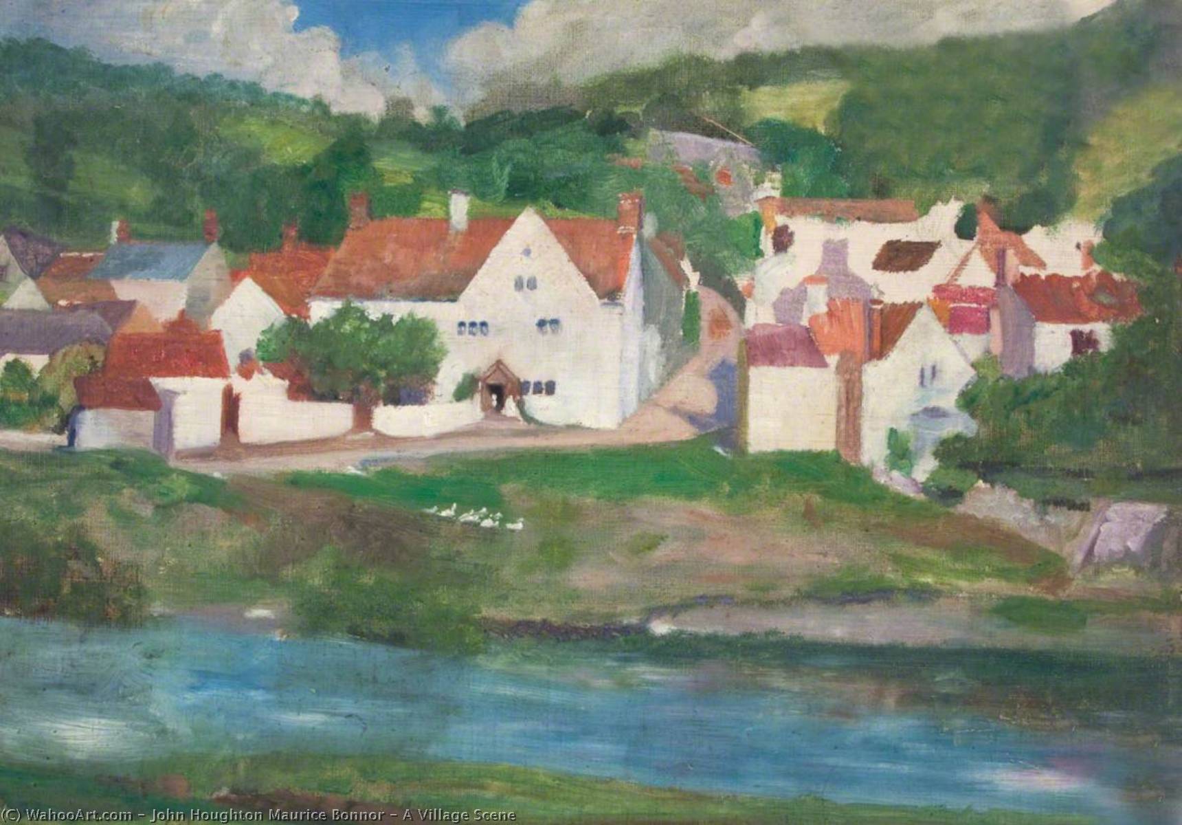 Wikioo.org - The Encyclopedia of Fine Arts - Painting, Artwork by John Houghton Maurice Bonnor - A Village Scene
