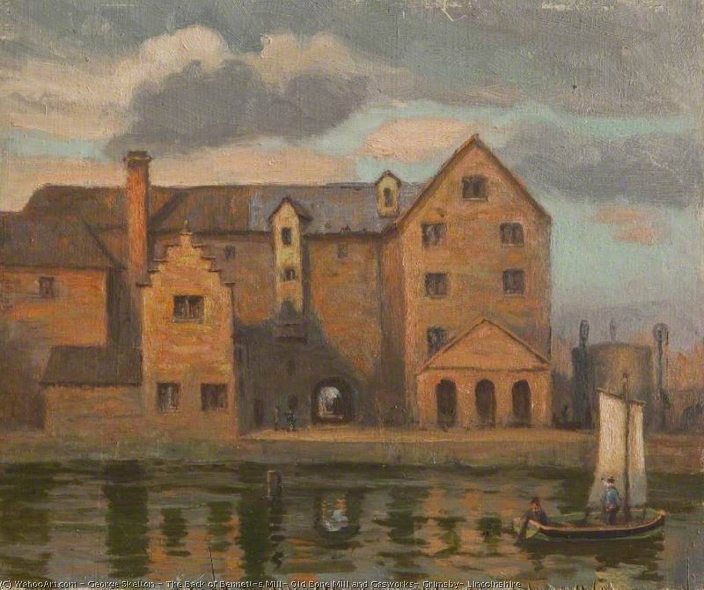 Wikioo.org - The Encyclopedia of Fine Arts - Painting, Artwork by George Skelton - The Back of Bennett's Mill, Old Bone Mill and Gasworks, Grimsby, Lincolnshire