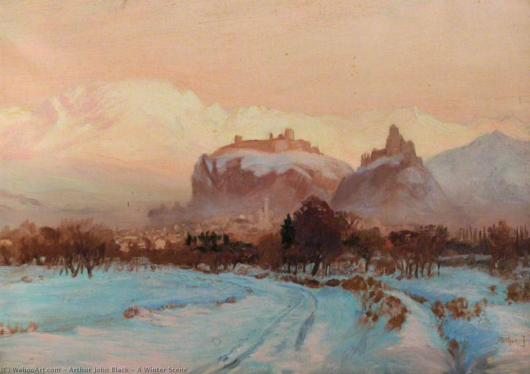 Wikioo.org - The Encyclopedia of Fine Arts - Painting, Artwork by Arthur John Black - A Winter Scene
