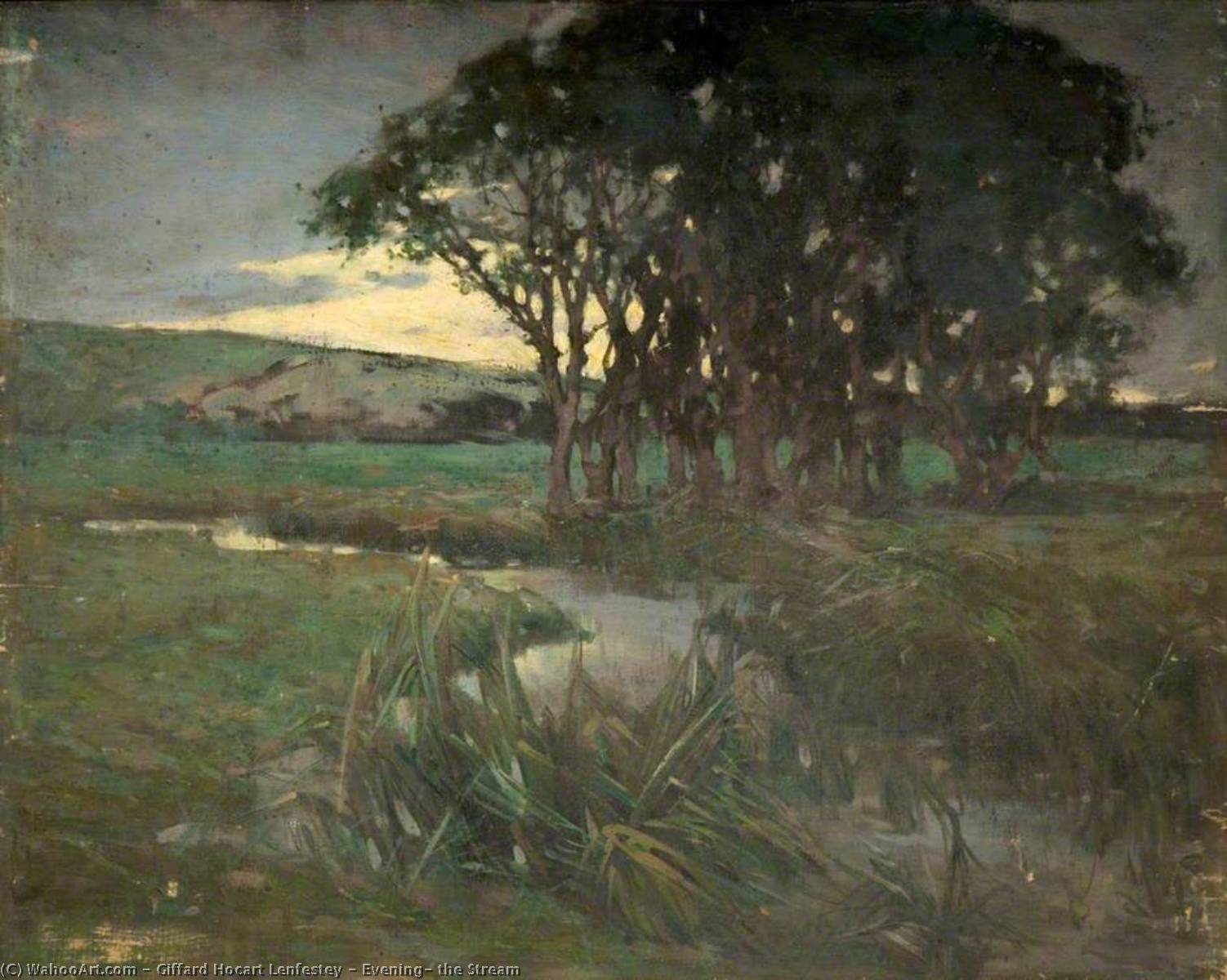 Wikioo.org - The Encyclopedia of Fine Arts - Painting, Artwork by Giffard Hocart Lenfestey - Evening, the Stream