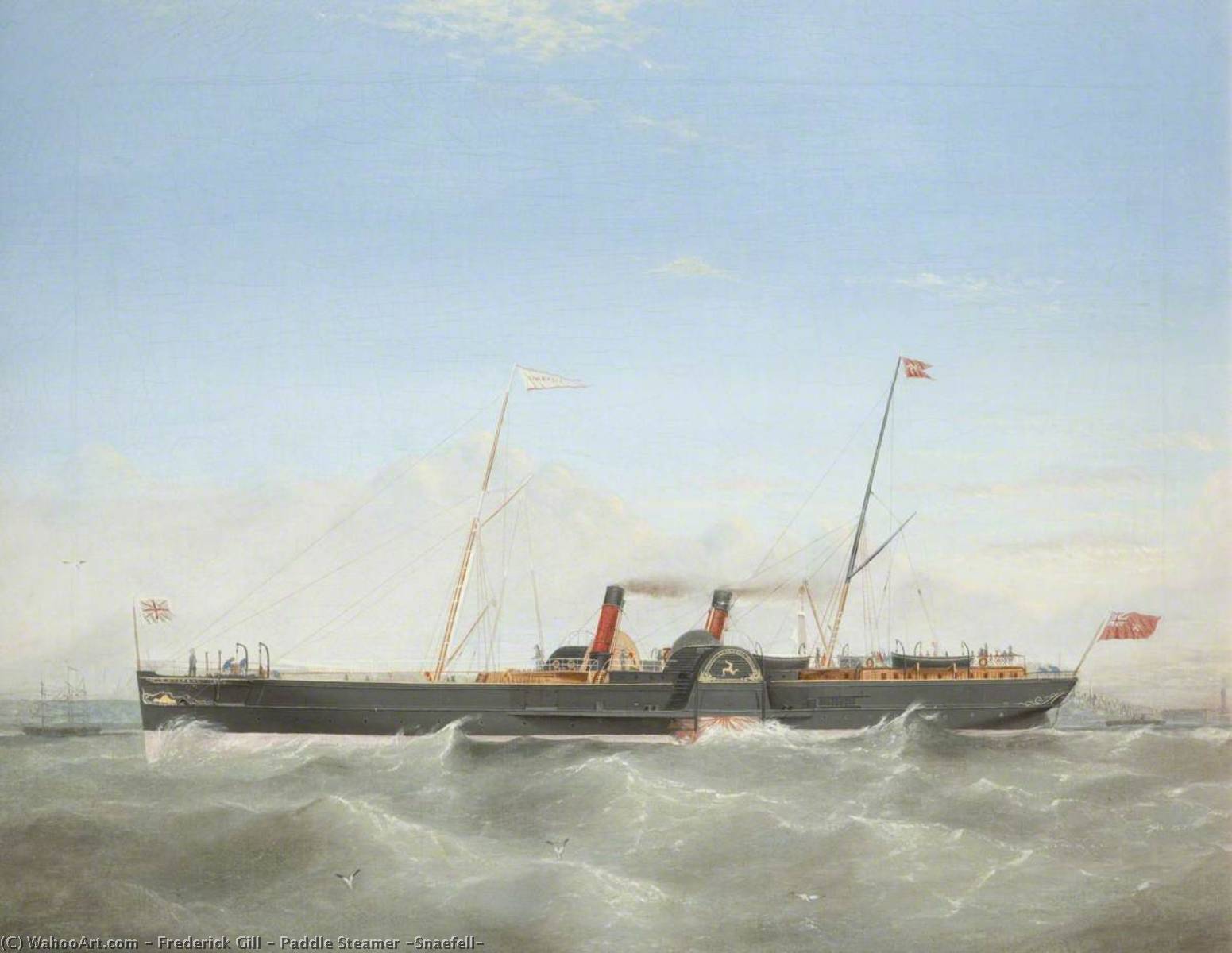 Wikioo.org - The Encyclopedia of Fine Arts - Painting, Artwork by Frederick Gill - Paddle Steamer 'Snaefell'