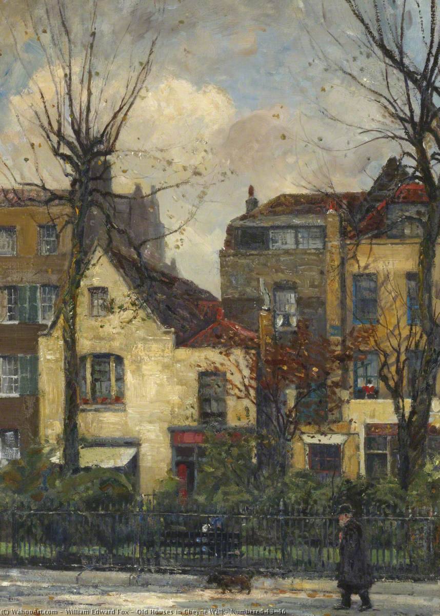 Wikioo.org - The Encyclopedia of Fine Arts - Painting, Artwork by William Edward Fox - Old Houses in Cheyne Walk, Numbered 43–46