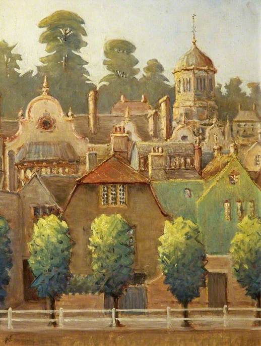 Wikioo.org - The Encyclopedia of Fine Arts - Painting, Artwork by Ambrose Elton - The Bullpit and Town Hall, Bradford on Avon, Wiltshire
