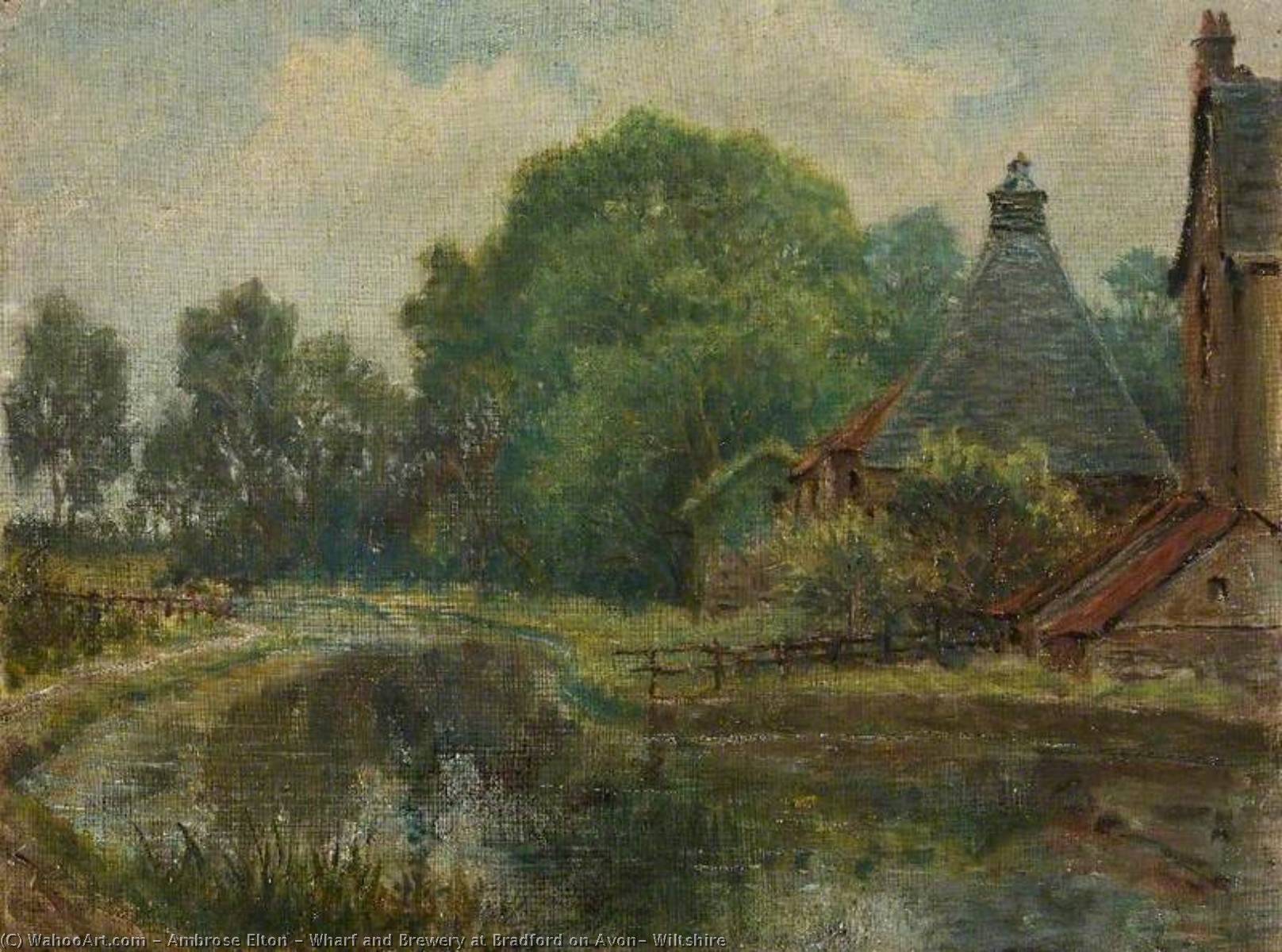 Wikioo.org - The Encyclopedia of Fine Arts - Painting, Artwork by Ambrose Elton - Wharf and Brewery at Bradford on Avon, Wiltshire