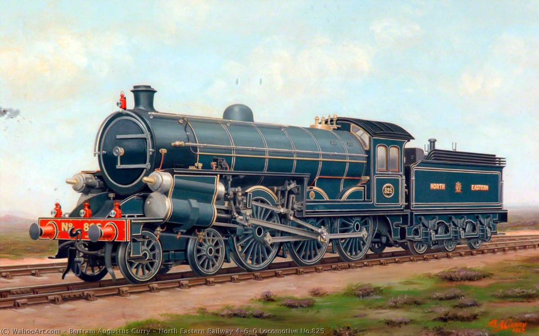 WikiOO.org - Enciklopedija dailės - Tapyba, meno kuriniai Bertram Augustus Curry - North Eastern Railway 4–6–0 Locomotive No.825