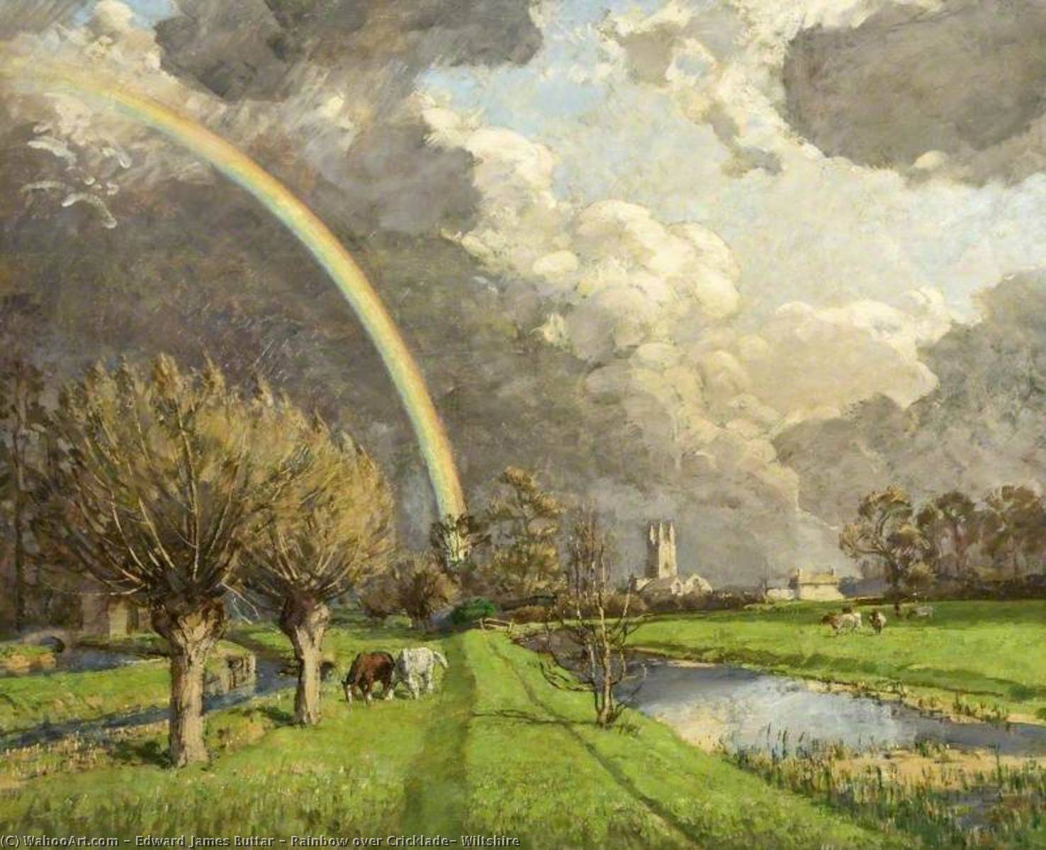 Wikioo.org - The Encyclopedia of Fine Arts - Painting, Artwork by Edward James Buttar - Rainbow over Cricklade, Wiltshire